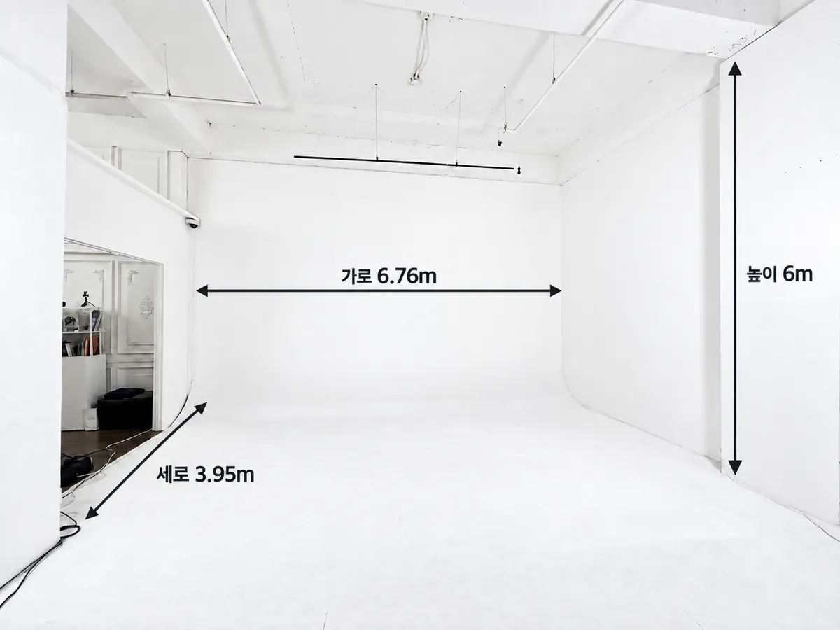 호리존 크기 — 가로 6.76m · 세로 3.95m · 높이 6m